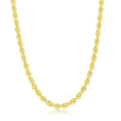 Sterling Silver Gold Plated 4.5mm Loose Rope Chain - 20"