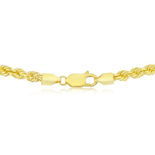 Sterling Silver Gold Plated 4.5mm Loose Rope Chain - 20"