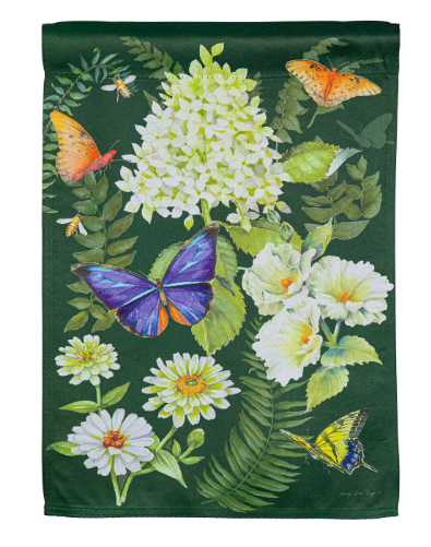 Flutters & Flowers Suede Garden Flag