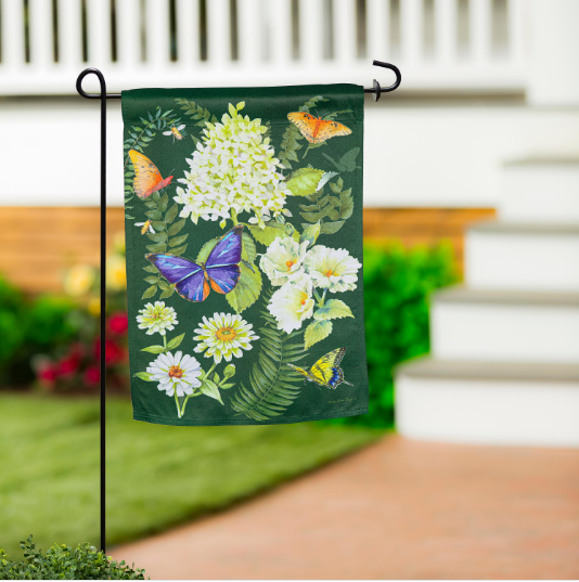 Flutters & Flowers Suede Garden Flag