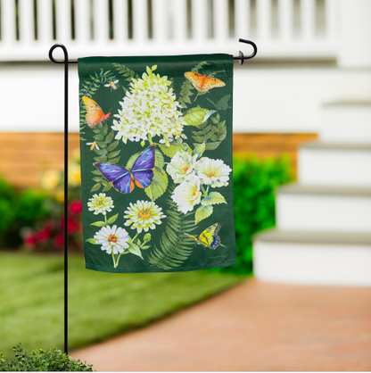 Flutters & Flowers Suede Garden Flag