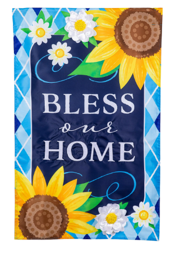 Bless Our Home Sunflowers Applique House Flag