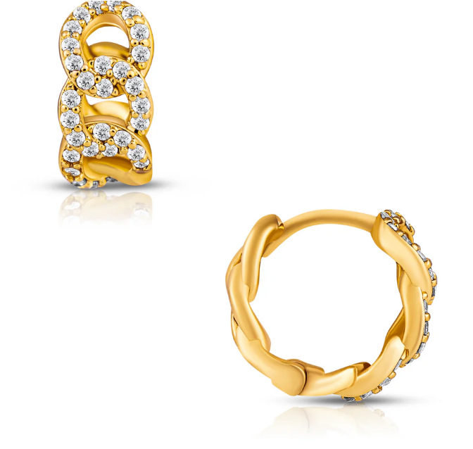 Ellie Vail Gold Plated Anika Chain Huggie Hoop Earrings