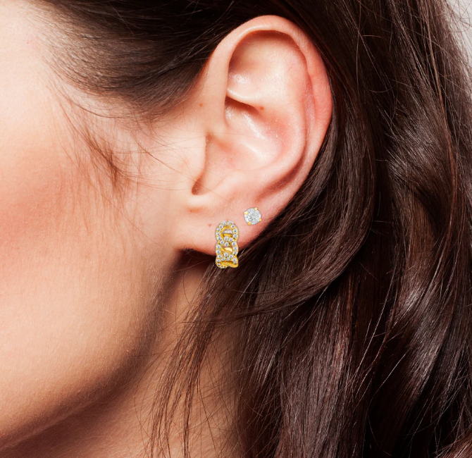 Ellie Vail Gold Plated Anika Chain Huggie Hoop Earrings