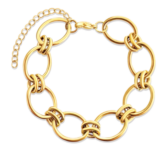 Ellie Vail Gold Plated Ruby Oval Chain Bracelet