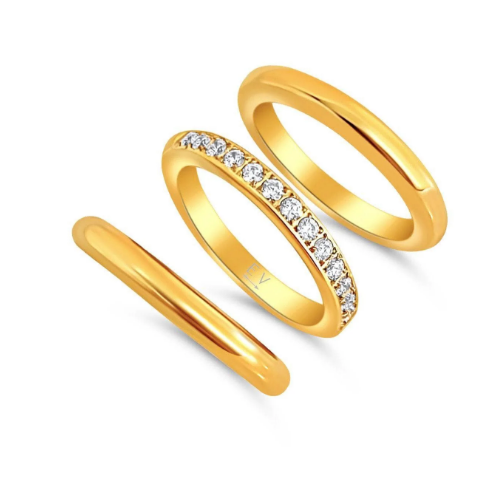 Ellie Vail Gold Plated Percy Triple Ring Set