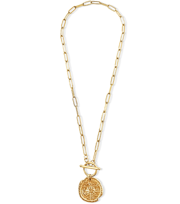 Ellie Vail Gold Plated Asher Compass Pendant Toggle Chain Necklace