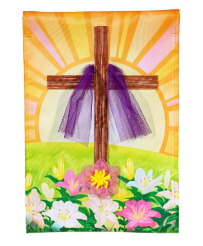 Easter Cross With Lilies House Flag