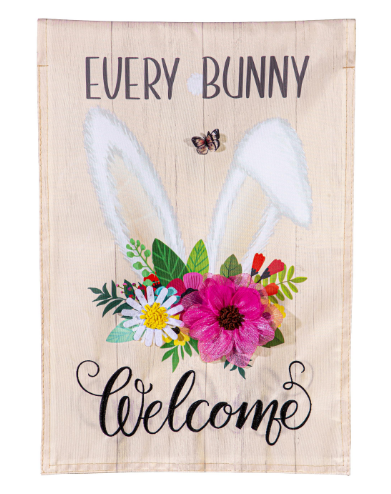 Every Bunny Welcome Applique Garden Flag