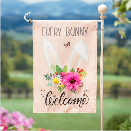 Every Bunny Welcome Applique Garden Flag