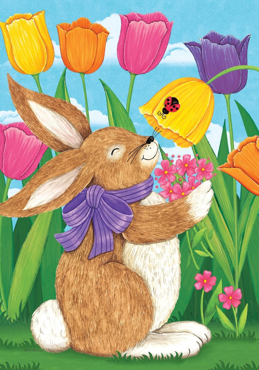 Tulip Bunnies House Flag