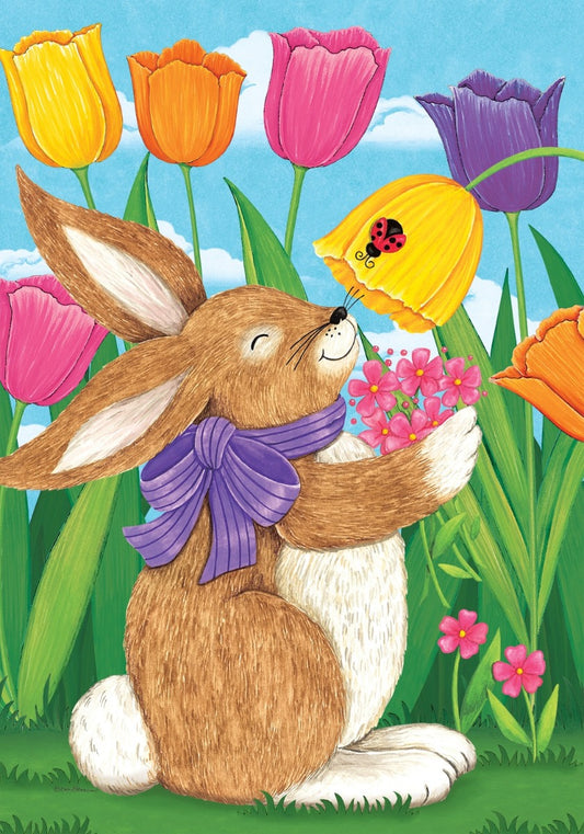 Tulip Bunnies House Flag