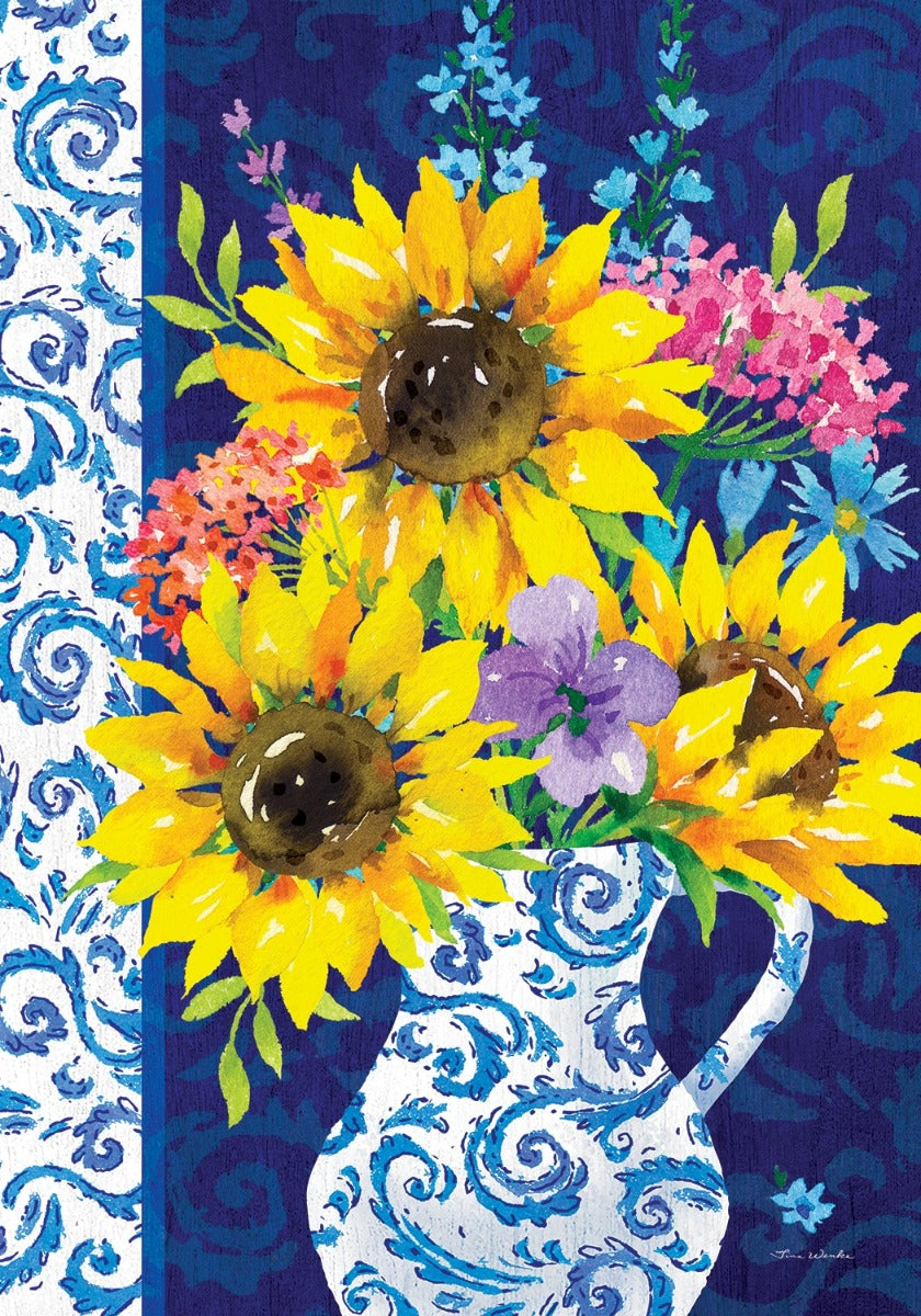 Sunflower Chinoiserie House Flag