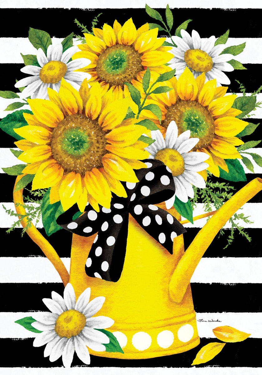 Sunflower Watering Can House Flag