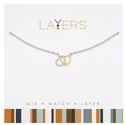 LAY-597S Layers Two Tone Double Heart Necklace
