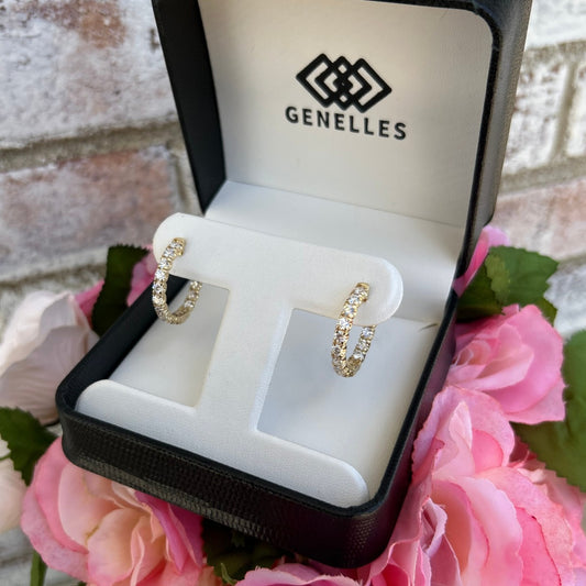 14K Yellow Gold 2 3/4CTTW Lab Grown Inside Out Diamond Hoops