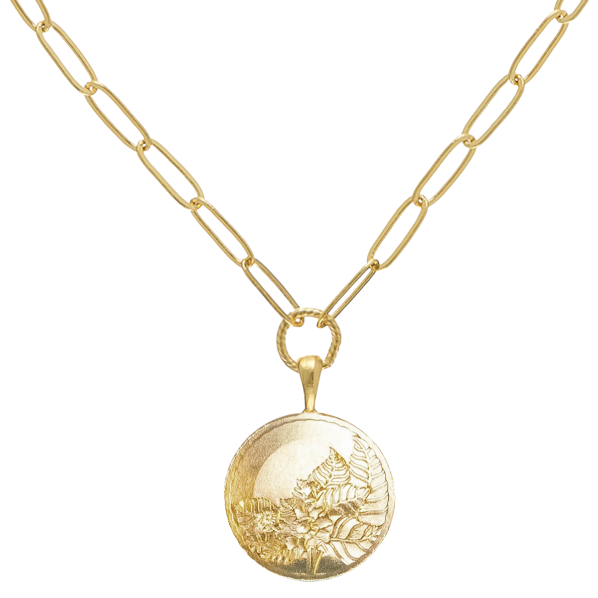 Susan Shaw Tobacco Leaf Paperclip Necklace