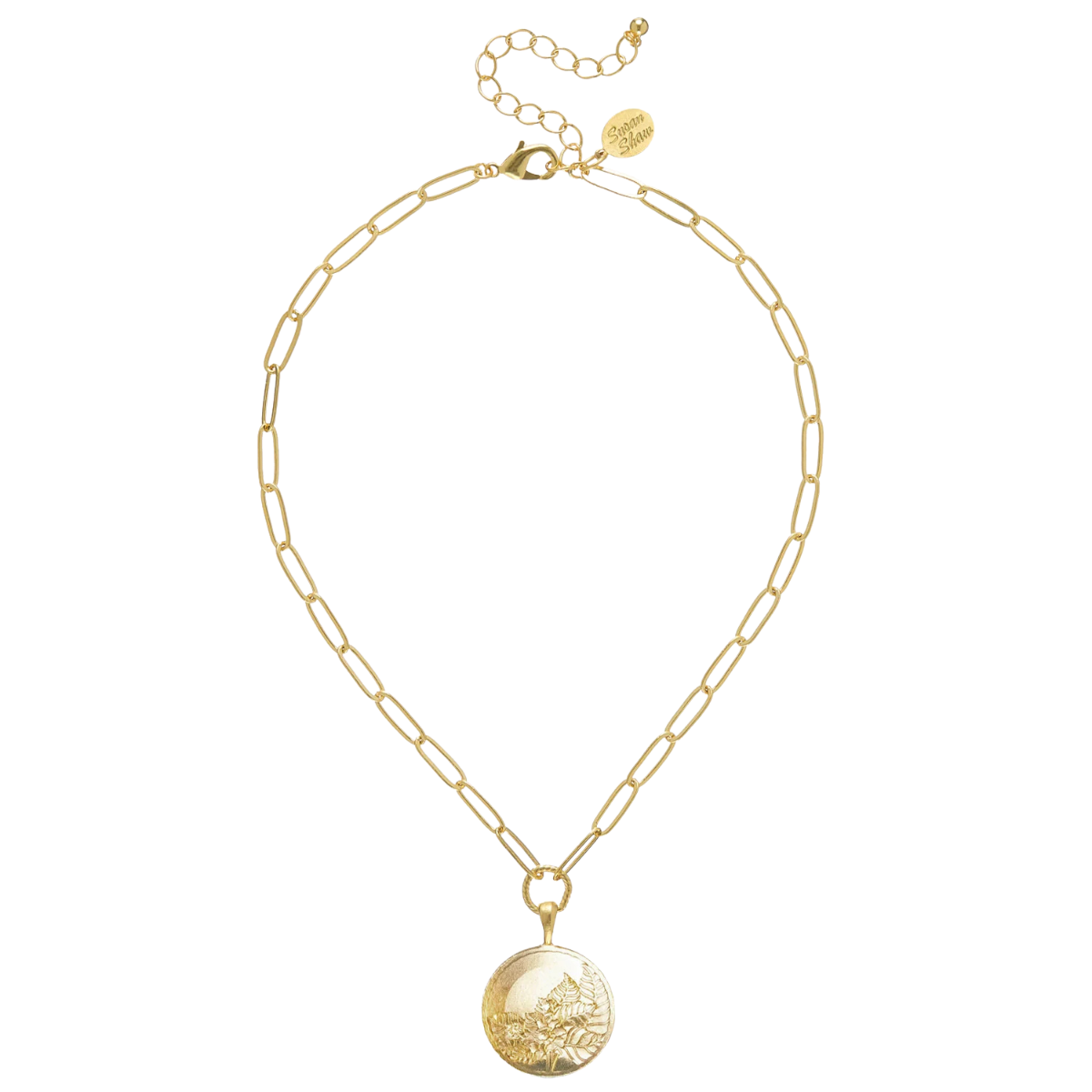 Susan Shaw Tobacco Leaf Paperclip Necklace