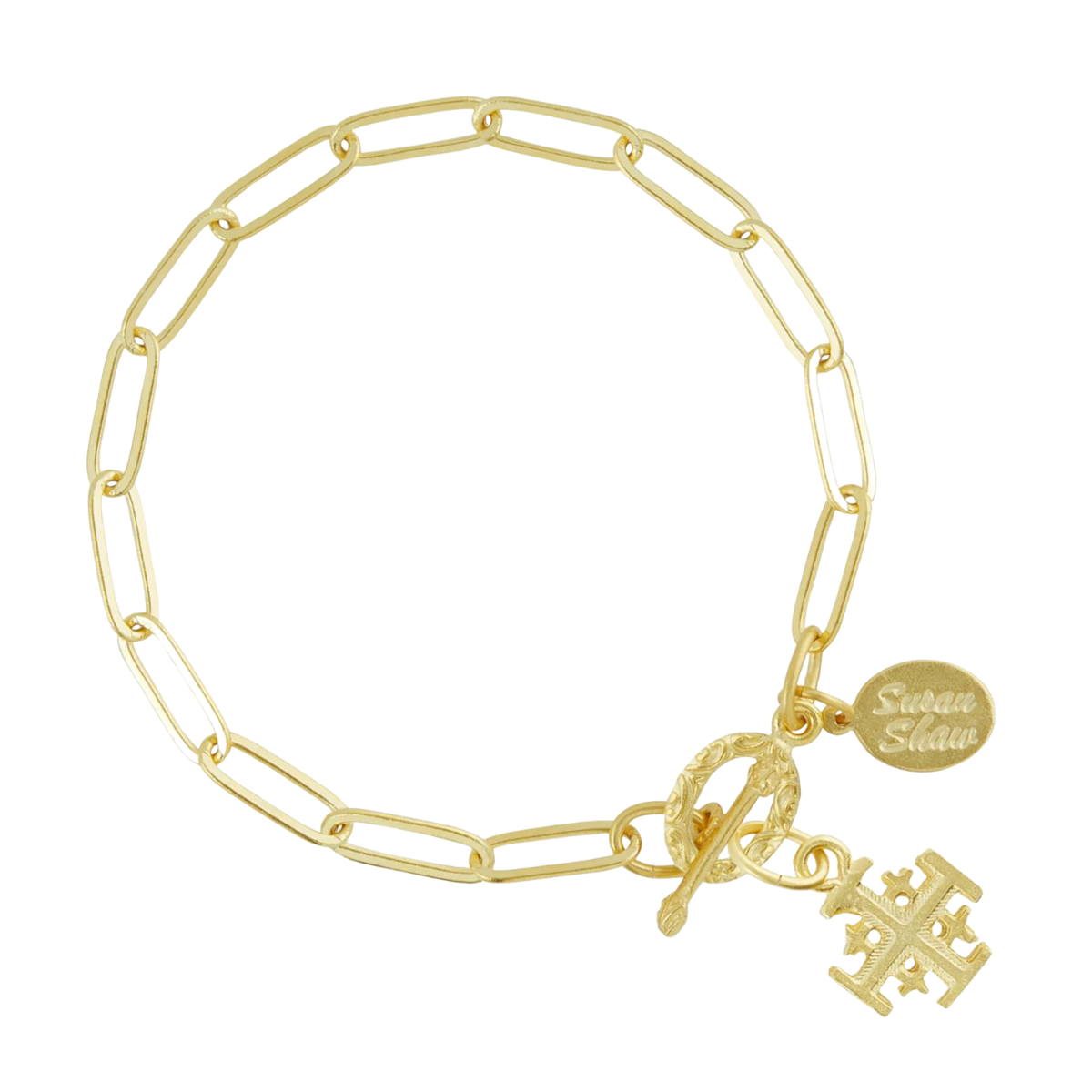 Susan Shaw Jerusalem Cross Paperclip Bracelet