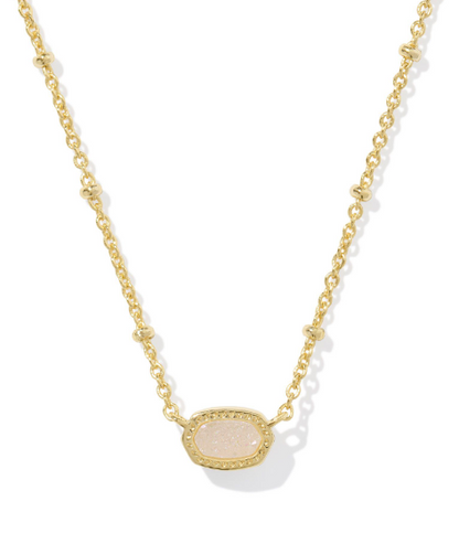 9608875795 Kendra Scott Mini Elisa Satellite Short Necklace in Gold Iridescent Drusy