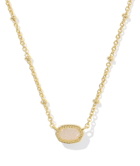 9608875795 Kendra Scott Mini Elisa Satellite Short Necklace in Gold Iridescent Drusy