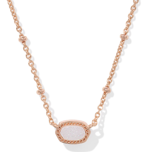 9608875113 Kendra Scott Mini Elisa Necklace Rose Gold Iridescent
