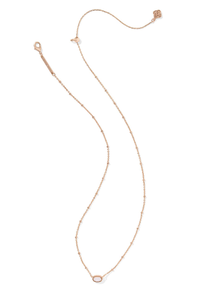 9608875113 Kendra Scott Mini Elisa Necklace Rose Gold Iridescent