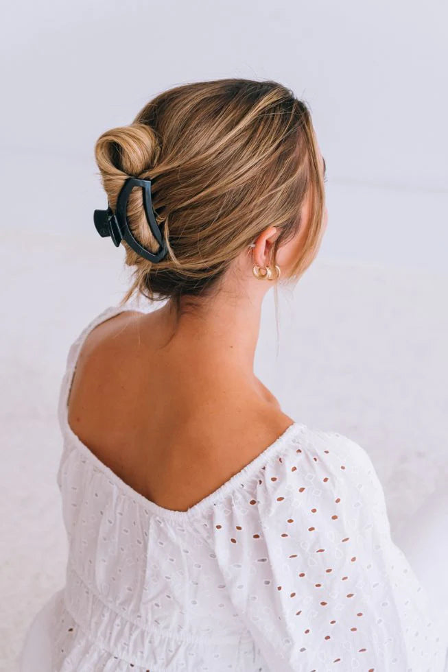 Teleties Open Medium Claw Hair Clip - Jet Black