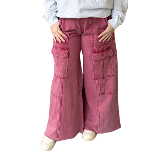Soft Breeze Wide Leg Pants in Cherry Blossom