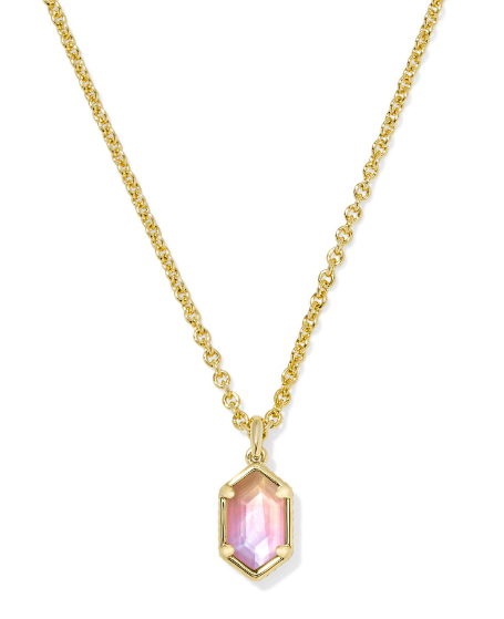 Kendra Scott Hallie Short Pendant Necklace in Gold Sunrise Watercolor Illusion