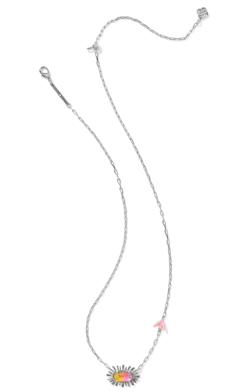 Kendra Scott Elisa Bird Short Pendant Necklace in Silver Sunrise Watercolor Illusion