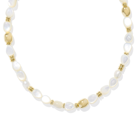9608878945 Kendra Scott Melody Beaded Necklace in Gold Ivory Mother Of Peral
