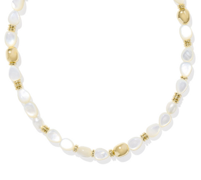 9608878945 Kendra Scott Melody Beaded Necklace in Gold Ivory Mother Of Peral
