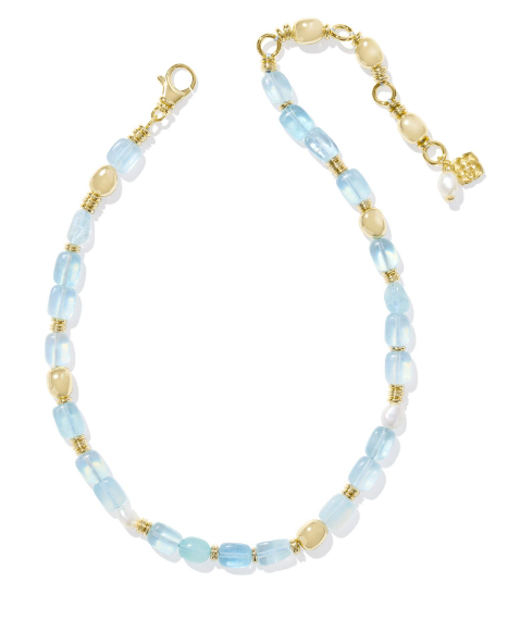 Kendra Scott Melody Beaded Strand Necklace in Gold Aquamarine