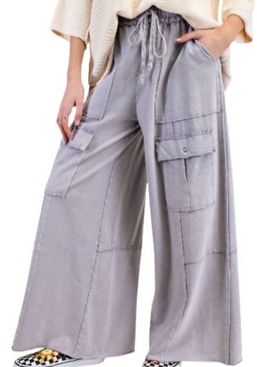Soft Breeze Wide Leg Pants in Lilac Grey