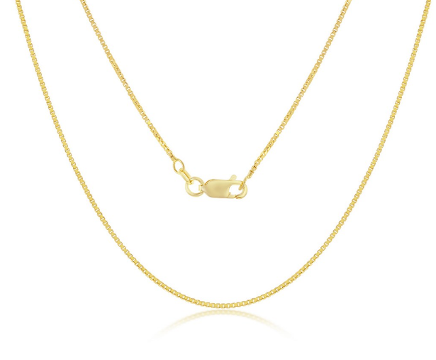 Q-5770-24 Sterling Silver Gold Plated 1mm Box Chain - 24" 0