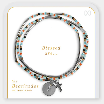 Beatitudes Cross Charm Bracelet - Silver