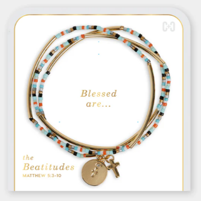 Beatitudes Cross Charm Bracelet - Gold
