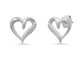 Sterling Silver Diamond Accent Heart Earrings