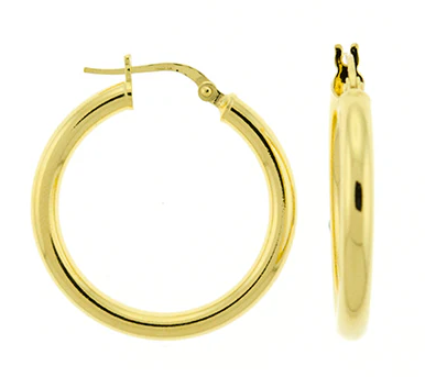 Sterling Silver Gold Plated 3mm Hoop Earrings - 45mm