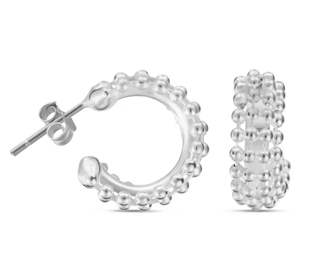 Sterling Silver Bead Post Hoop Earrings