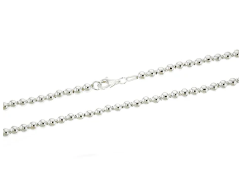 Sterling Silver 5mm Hollow Bead Chain - 7"