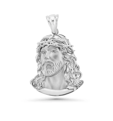 Sterling Silver Large Jesus Pendant