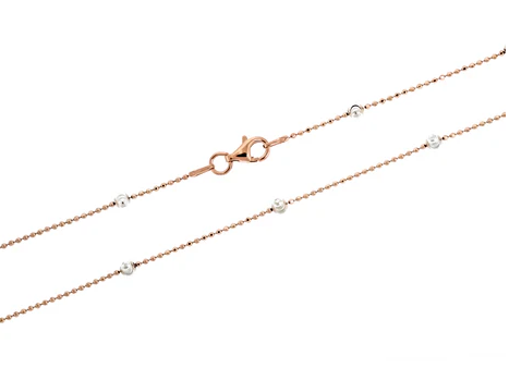 Sterling Silver Rose Gold Satellite Bead Chain - 16"