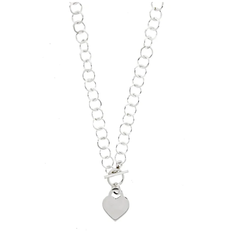 Sterling Silver Heart Toggle Link Necklace - 18"