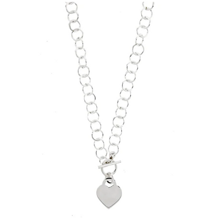 Sterling Silver Heart Toggle Link Necklace - 18"