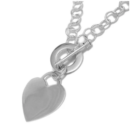 Sterling Silver Heart Toggle Link Necklace - 18"