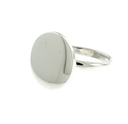 Sterling Silver 16mm Round Monogram Ring