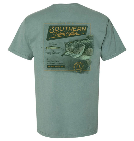 Southern Fried Cotton Vintage Bass Poster Short Sleeve T-Shirt