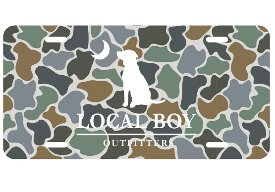 Local Boy License Plate - Camo Bluff